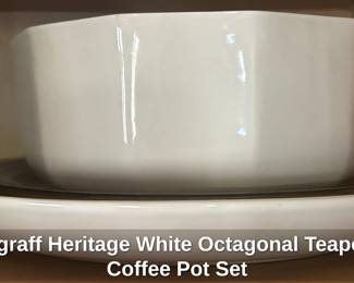 Pfaltzgraff Heritage White Octagonal Teapot and Coffee Pot Set third image