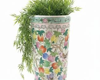Chinese Export Porcelain Umbrella Stand with Gourd and Floral Motif