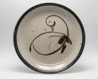 HandPainted Stoneware Plate with Floral Motif