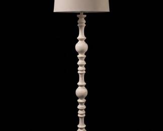 Vintage Turned Wood Floor Lamp with Drum Shade
