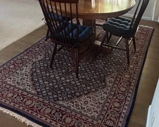 Round Oak Pedestal Dining Table with Four SpindleBack Chairs