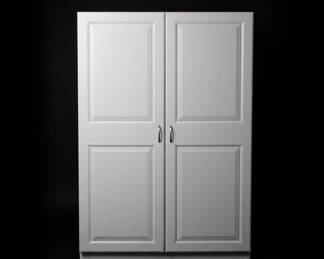 White Raised Panel Double Door Storage Cabinet