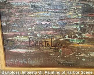 Bartolozzi Impasto Oil Painting of Harbor Scene second image