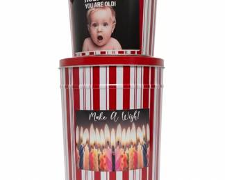 Birthday Popcorn Tins  Holy Cow You Are Old  Make A Wish