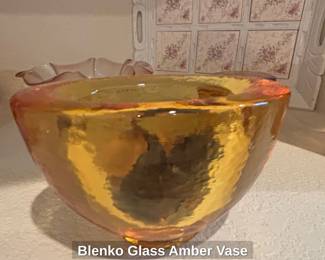 Blenko Glass Amber Vase third image