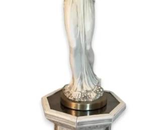 Greek Goddess Plaster Statue On Ornate Pedestal Table