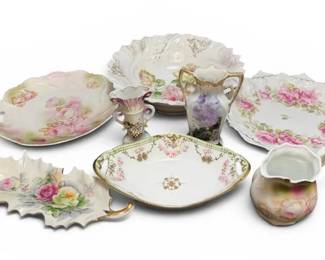 Floral Porcelain Plates, Bowls, Pitcher, Vases,  More