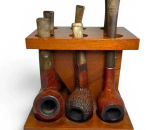 Wooden Tobacco Pipes W Stand