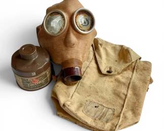 1942 WWII Imperial Japanese Gas Mask w Filter Canister  Bag
