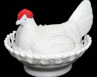 Westmoreland Milk Glass Hen on Nest