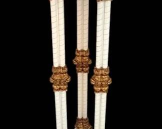 Italian Louis XV Style Marble Top Gilt  Whited Painted Metal Pedestal