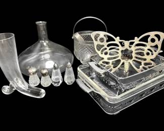 Pyrex Beaker, Glass Horn, Silver Plated Butterfly,  More