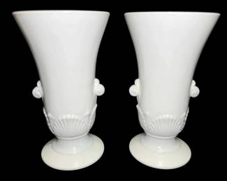 Anchor Hocking Vitrock Art Deco Milk Glass Vases