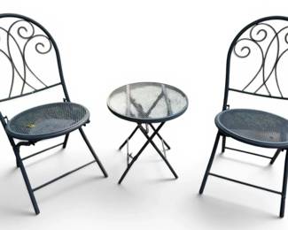 Black Metal Patio Chairs  Table Set
