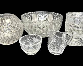 Crystal Bowl, Pitcher, Cup,  More Glassware