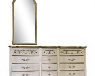 French Provincial Style Vintage Dresser  Wall Mirror