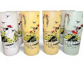 Libbey Southern Belle Frosted Glass Set Tom Collins