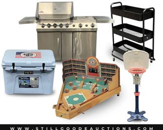 Yeti cooler, wedding photo booth, air purifier, shoes, Michael Kors, floral arrangements, roller skates, Royal Copenhagen plates, Italian leather furniture, cast iron pans, Disney dolls, comic books, and much more!