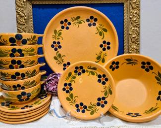 Hand painted folk art dinnerwear set