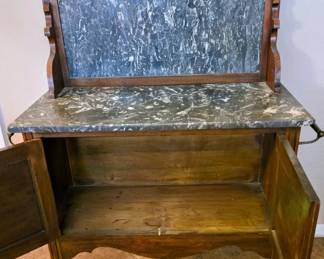 Antique marble top server cabinet