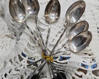 Set up six vintage silver tone cocktail stirrers