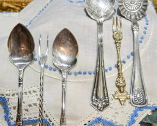 Vintage mixed silver plates serving pieces