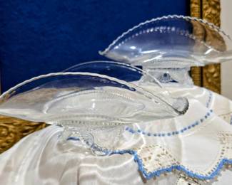 Pair of vintage clear pressed glass bowls
