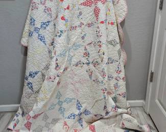 Vintage handmade reversible patchwork quilt