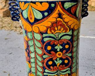 Talavera style umbrella stand/ floor vase