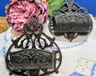 Vintage cast iron wall match holders