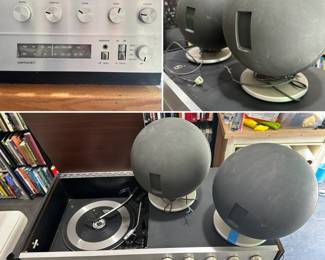 A vintage Clairtone G3 T13 Stereo System with satellite globe speakers