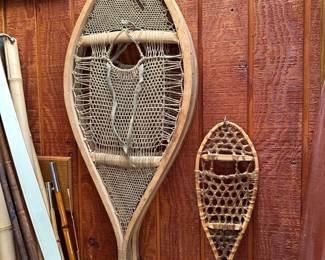 A closer look at the pairs of vintage Native American snowshoes