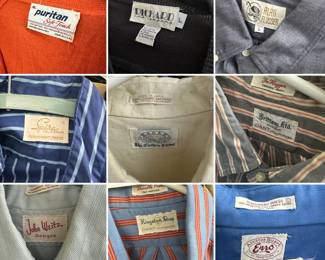 Vintage clothing mens shirts from Puritan, Spire California, John Weitz Designs, Alan Flusser, Brittany, Ltd.; Mr. Tall, and more