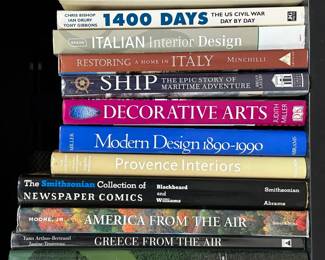 Italian Interior Design; 1400 Days The U.S. Civil War Day by Day; Ship: The Epic Story of Maritime Adventures; Provence Interiors; Restoring a Home in Italy