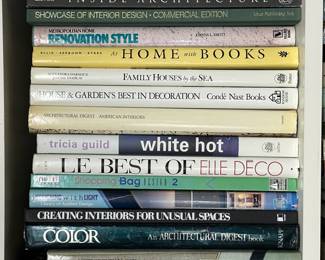 Books including Family Houses by the Sea, Inside Architecture, Collecting & Display, Metropolitan Cats, Architectural Digest American Interiors, Designing With Light