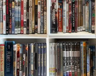 Some DVDs from a great collection at this estate sale, such as the Commissario Brunetti series, Poldark, Detective Montalbano, Spy Kids, Saturday Night Live the First Five Years, The Monuments Men, Do Not Disturb, Bleak House, Combat Classics, Nicholas Nickleby, Charlie Chaplin, Moulin Rouge, and more