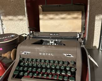 A 1950s vintage Royal Quiet De Luxe portable typewriter with original hard carry case
