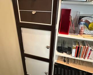 Ristomatti Ratia for Palaset modular storage system, cool 1970's Finnish design; a Bose Companion 3 Series I multimedia subwoofer, a white six-shelf bookcase