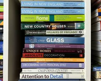 Books about home design, home decorating, small space living, sustainable homes; living in New England homes, the most beautiful villages of England, and California country style