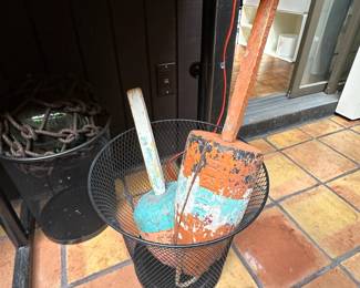 Antique wooden painted lobster trap buoys