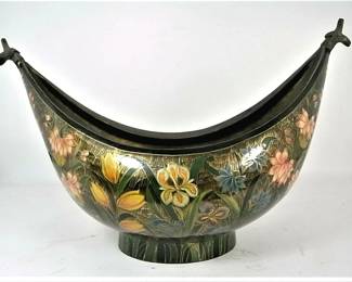 Kashmir Lacquer Boat Shaped Kashkul Vessel