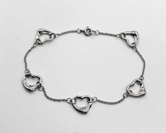 Tiffany & Co. Open Heart 5 Motif Elsa Peretti Platinum Bracelet