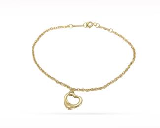Tiffany & Co. Elsa Peretti Open Heart 18K Yellow Gold Charm Bracelet