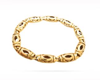 Cartier Double C Link Wide Chunky Unique Link 18K Yellow Gold Bracelet