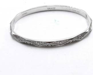 Graff Signature Diamond 18K White Gold Bangle Bracelet