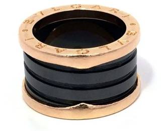 Bulgari Bvlgari B.Zero Black Ceramic & 18K Rose Gold Ring