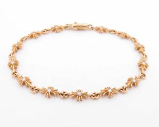 Chrome Hearts Cross Symbol Diamonds Gold Bracelet