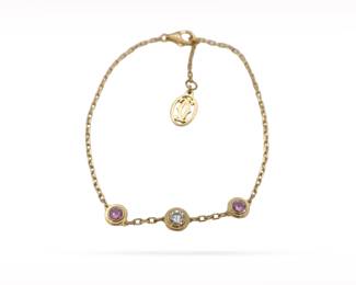 Cartier D?Amour Legers Diamond Pink Sapphire 18K Yellow Gold Bracelet