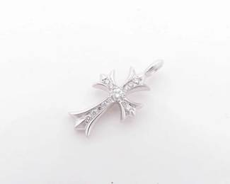 Chrome Hearts Tiny Cross Diamond White Gold Pendant