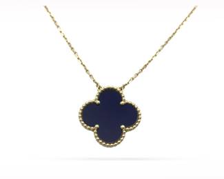 Van Cleef & Arpels Vendome Blue Ceramic Special Edition 18K Yellow Gold Pendant Necklace